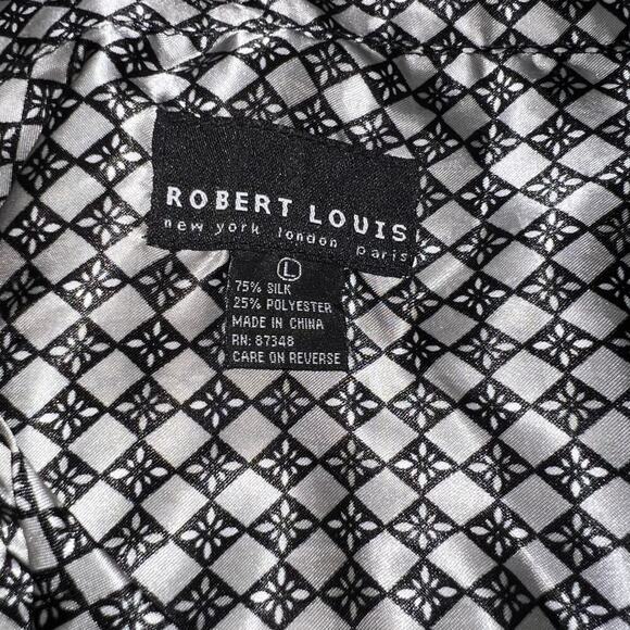 Robert Louis, Lg, silk blend 2-piece button front short sleeve argyly pajamas,  - Picture 6 of 8